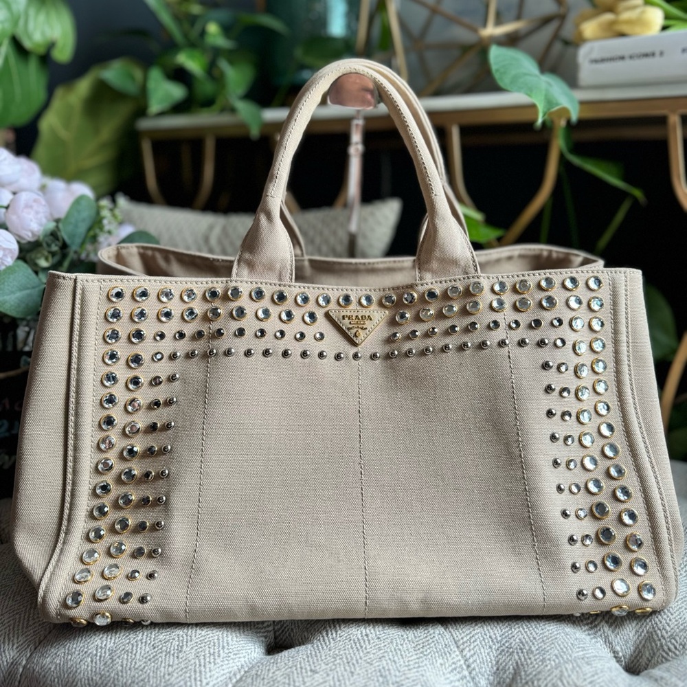 PRICe is FIrM 💐Prada Studded Canapa Tote